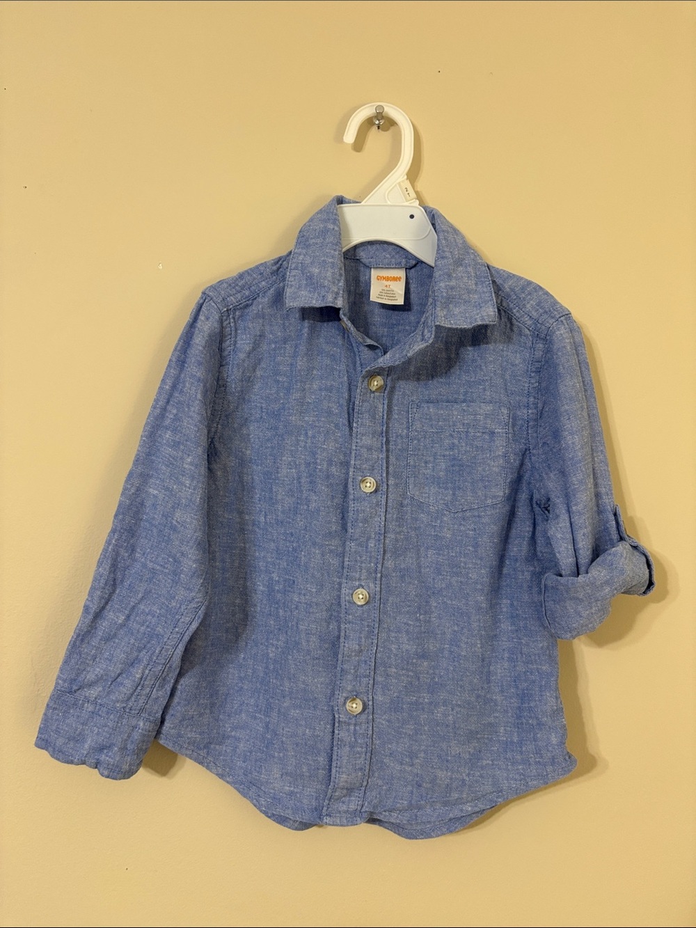 Boy’s Gymboree Linen Cotton Blend Long Sleeve Shirt, Size: 4T